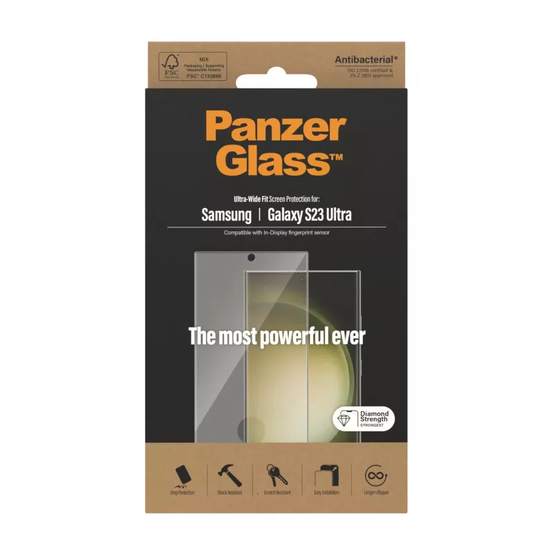 PanzerGlass® displayschermbescherming Samsung Galaxy S23 Ultra | Ultra-Wide Fit