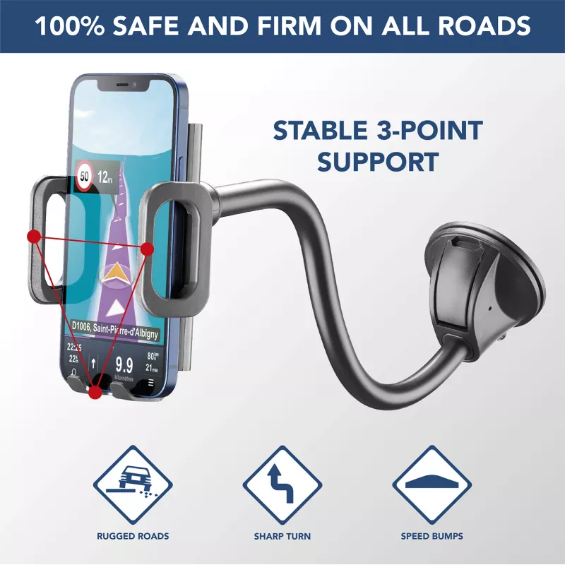 Sourcing Cellularline Hug Flexi XL universele zuignap passieve houder voor mobiele telefoons, zwart/grijs