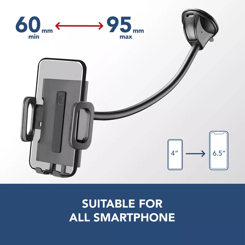 Sourcing Cellularline Hug Flexi XL universele zuignap passieve houder voor mobiele telefoons, zwart/grijs