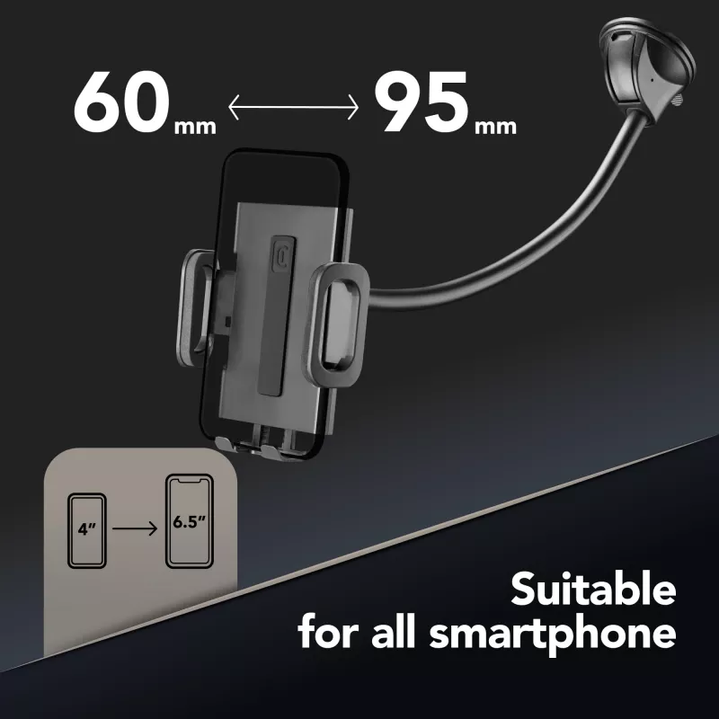 Sourcing Cellularline Hug Flexi XL universele zuignap passieve houder voor mobiele telefoons, zwart/grijs