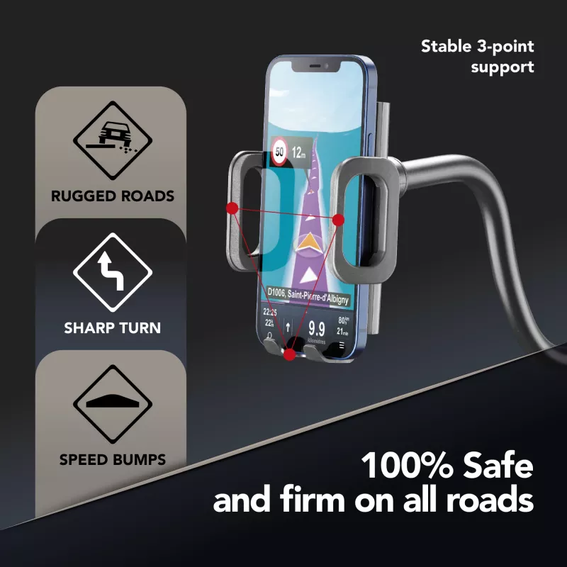 Sourcing Cellularline Hug Flexi XL universele zuignap passieve houder voor mobiele telefoons, zwart/grijs