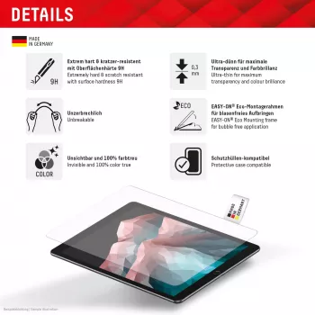 Displex tabletglas (9H) voor Samsung Galaxy Tab A11+/A9+, Eco-montageframe, onbreekbaar