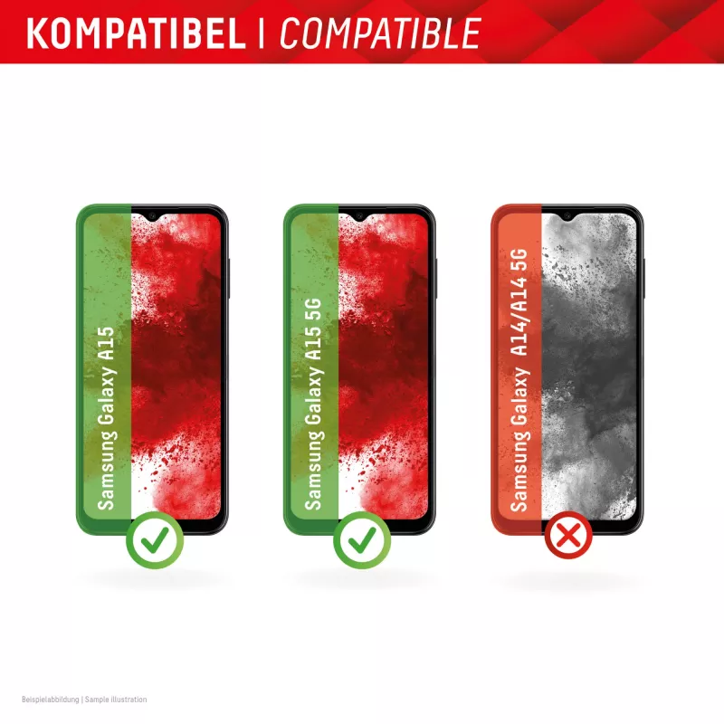 Displex displayschermfolie (10H) voor Samsung A15/A15 5G, Eco-montageframe, krasbestendig