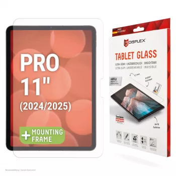 Displex Tablet Glass (9H) voor Apple iPad Pro 11'' (2025/2024), Eco-montageframe, onbreekbaar, ultraplat, onzichtbaar