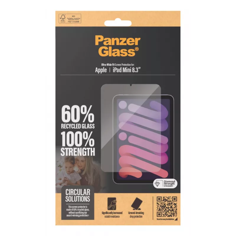 PanzerGlass® displayscherm voor iPad Mini 8.3'' (2021, 2024) | Ultra-Wide Fit