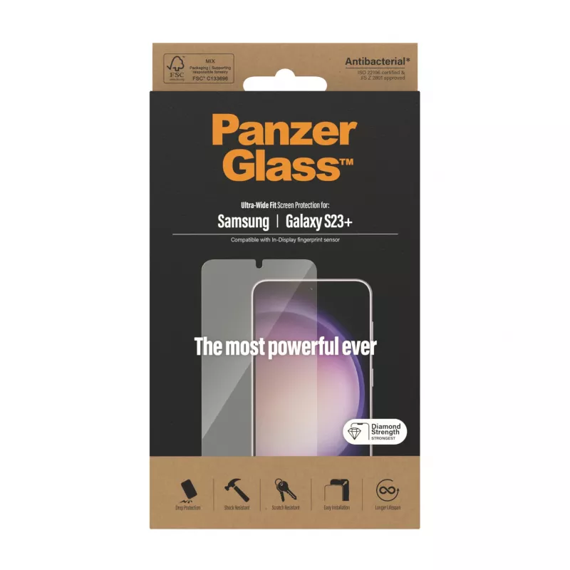 Screen Protector PanzerGlass Samsung Galaxy S23 Plus Ultra-Wide Fit krasvast stootvast