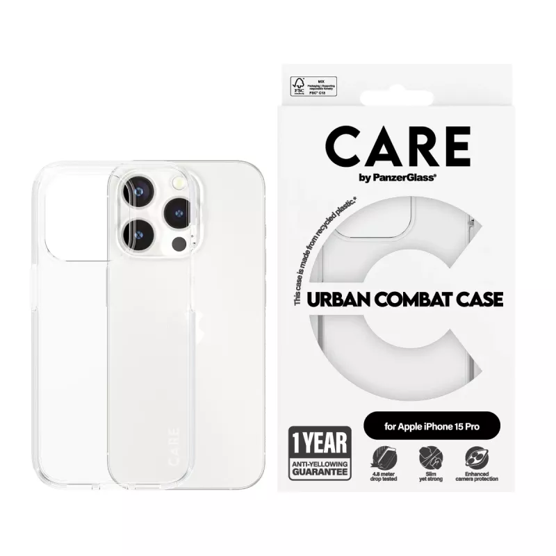 Hoesje PanzerGlass iPhone 15 Pro transparant Urban Combat Clear Frame
