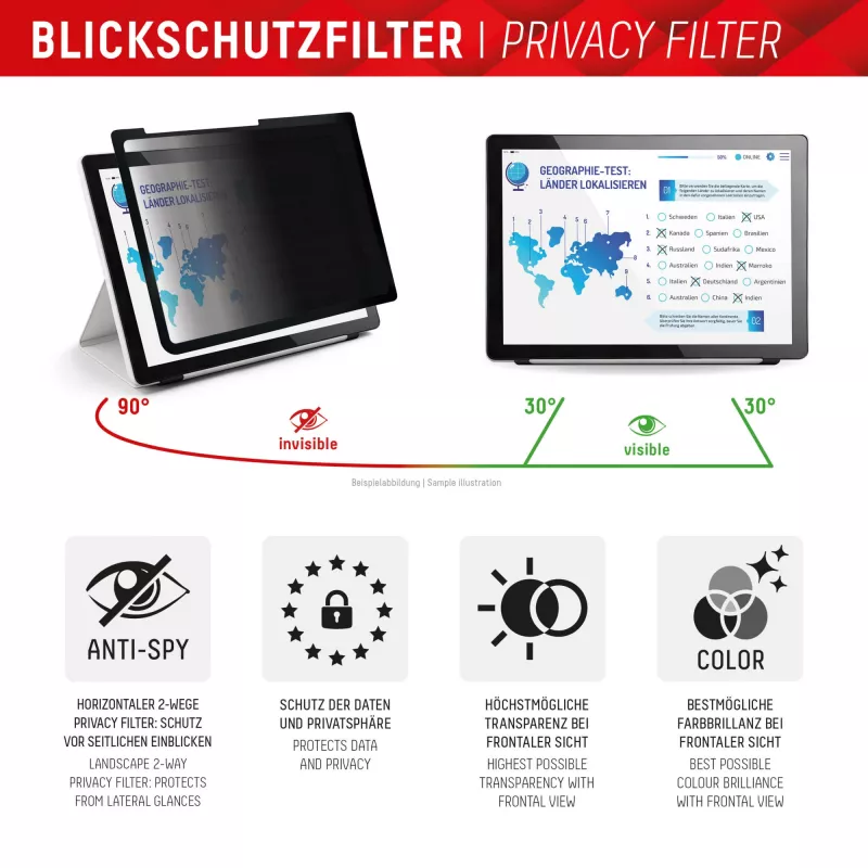Displex TABLET PRIVACY SAFE afneembare 2-weg privacyfilter voor iPad Pro 11'' (2025/2024)