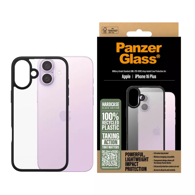 Hoesje PanzerGlass HardCase zwart iPhone '24 6,7 inch transparant