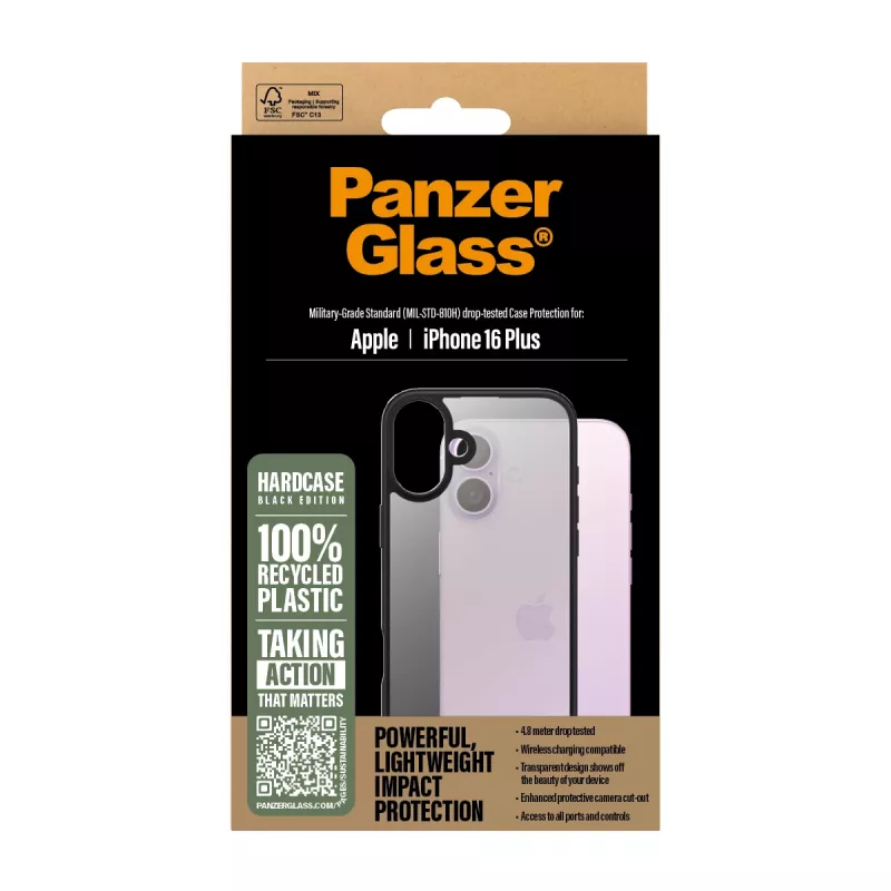 Hoesje PanzerGlass HardCase zwart iPhone '24 6,7 inch transparant