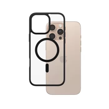 PanzerGlass ® HardCase transparant met zwart MagSafe & frame iPhone 16 Pro Max