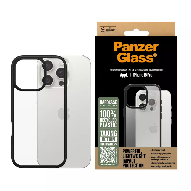 PanzerGlass HardCase hoesje voor iPhone 16 Pro, zwart (1296)
