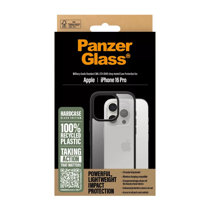 PanzerGlass HardCase hoesje voor iPhone 16 Pro, zwart (1296)