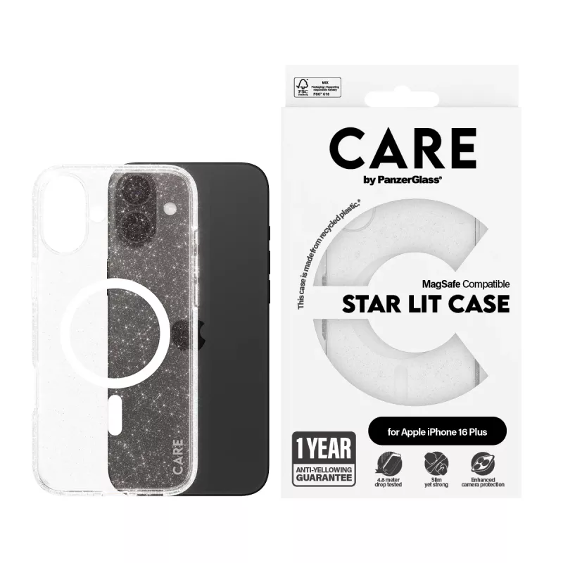 PanzerGlass CARE™ by ® Urban Combat Case Star Lit met wit MagSafe iPhone 16 Plus