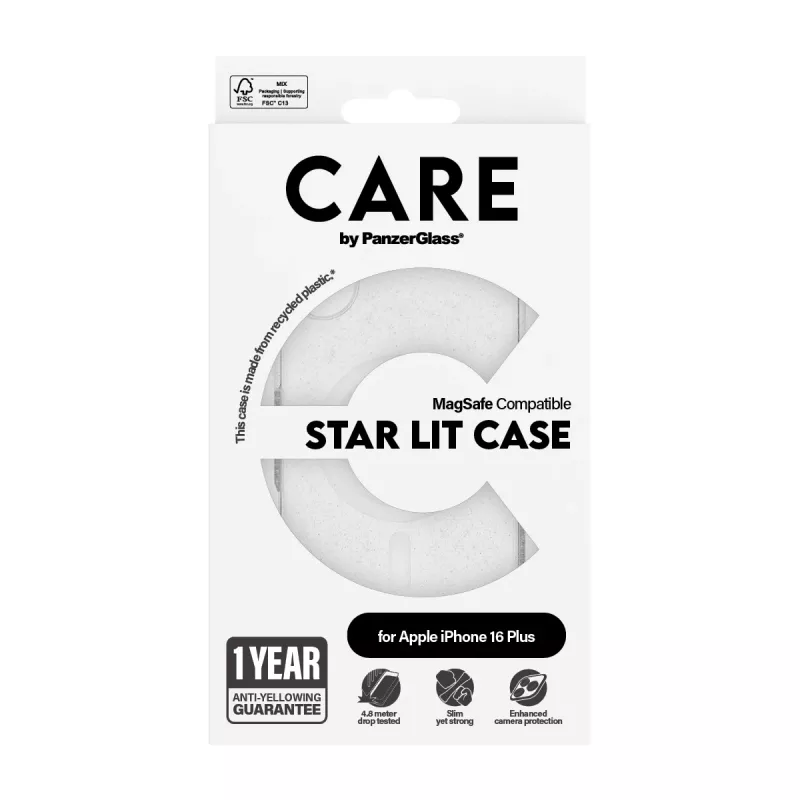 PanzerGlass CARE™ by ® Urban Combat Case Star Lit met wit MagSafe iPhone 16 Plus