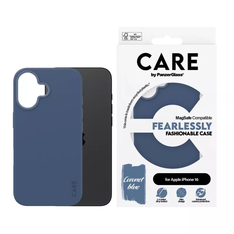 Hoesje PanzerGlass CARE by modieuze hoes blauw met MagSafe iPhone 16