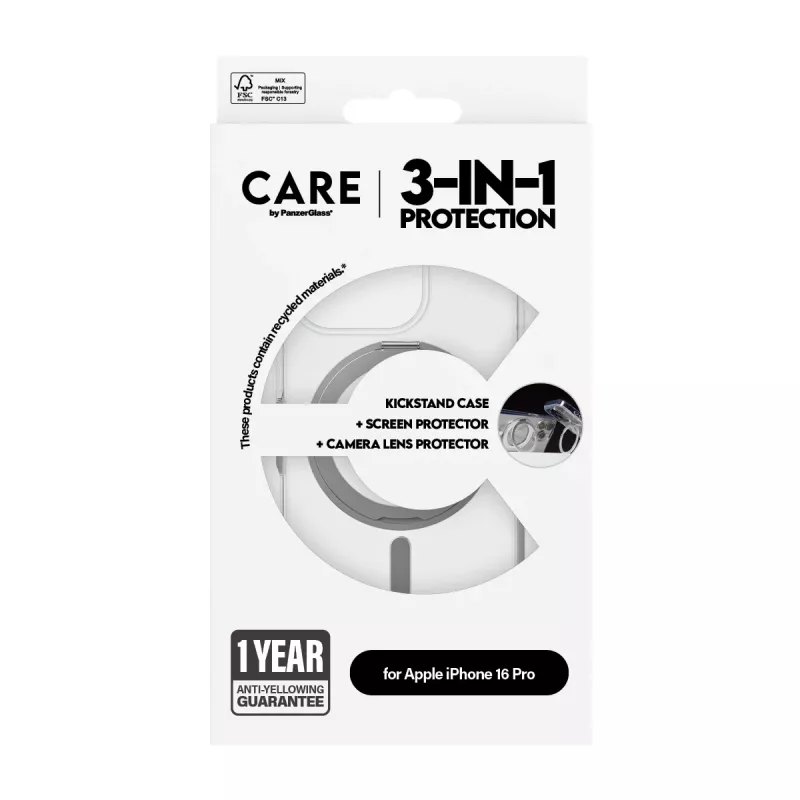 PanzerGlass CARE by ® Feature 3-in-1 Ceramic bundel iPhone 16 Pro