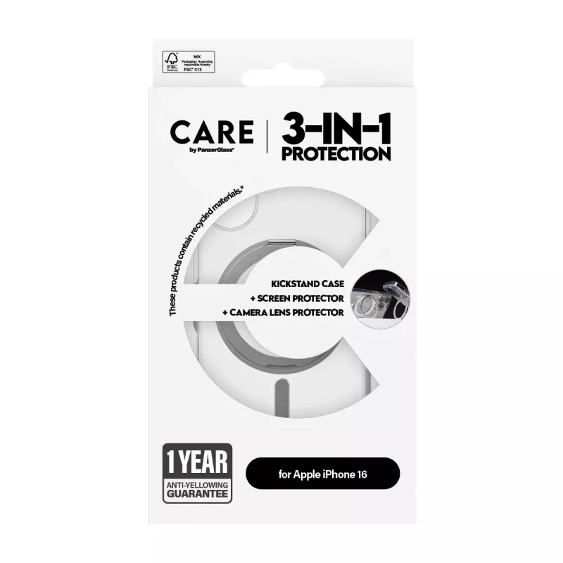 PanzerGlass CARE by ® Feature 3-in-1 Ceramic bundel iPhone 16