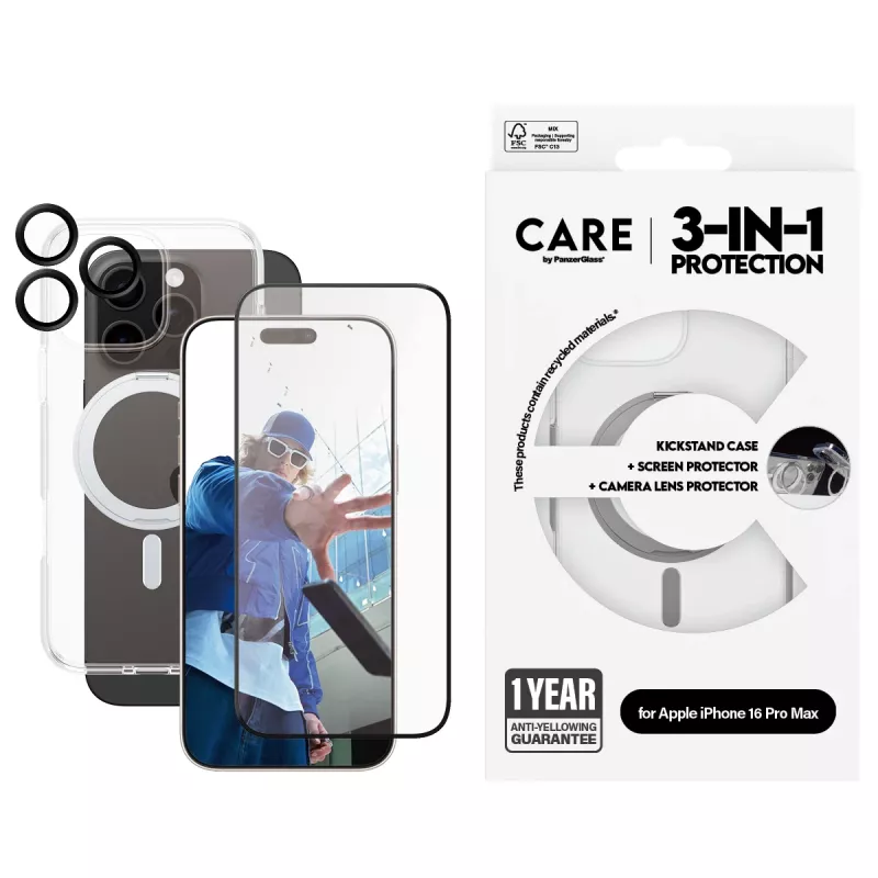 PanzerGlass CARE by ® Feature 3-in-1 keramische bundel iPhone 16 Pro Max