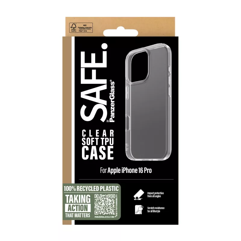 PanzerGlass SAFE. by ® TPU-hoes transparant iPhone 16 Pro