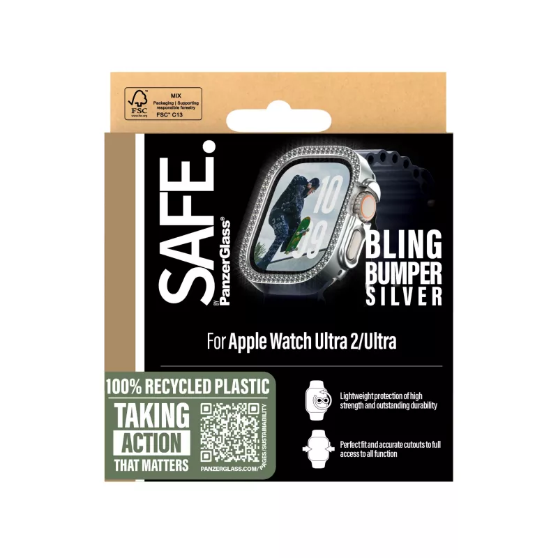 SAFE by PanzerGlass Bling Bumper SAFE95911 hoesje voor Apple Watch Ultra / Ultra 2 / Ultra 3, zilver
