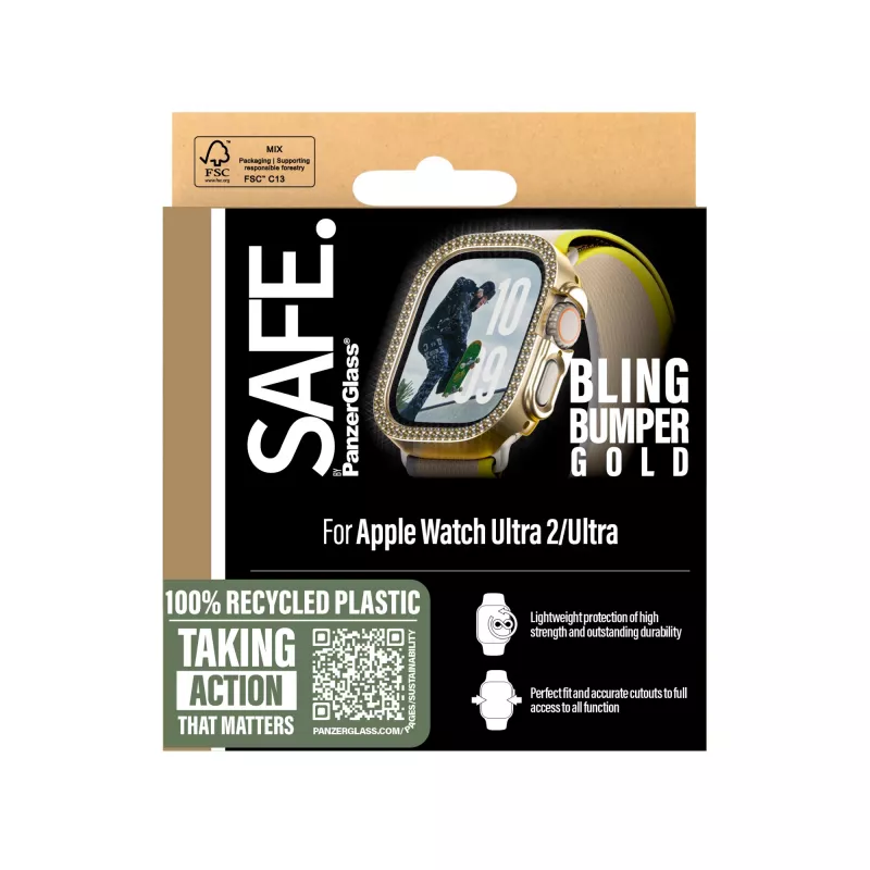 PanzerGlass SAFE. by ® Bling Bumper goud Apple Watch Ultra 3 | Ultra 2 | Ultra | 49mm