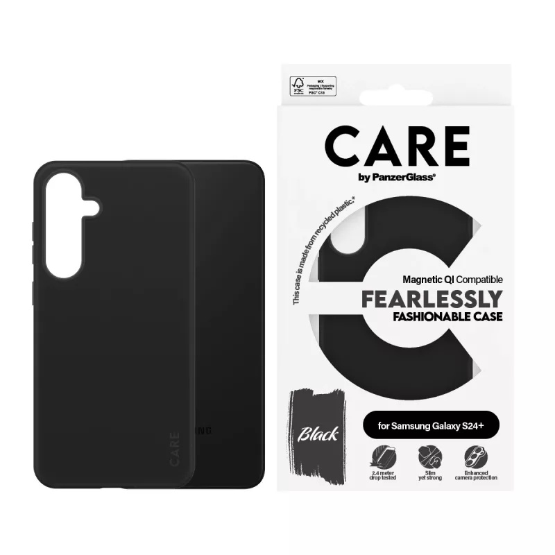 PanzerGlass CARE™ by ® Case zwart met Qi-compatibel Samsung Galaxy S24+