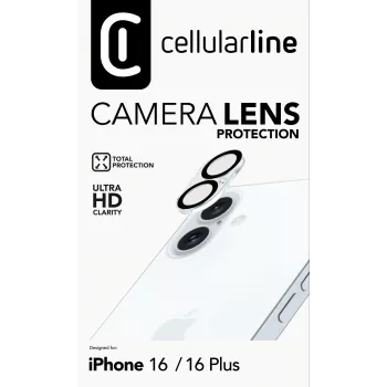 Cellularline cameraobjectief - iPhone 16 bescherming transparant krasbestendig schokbestendig