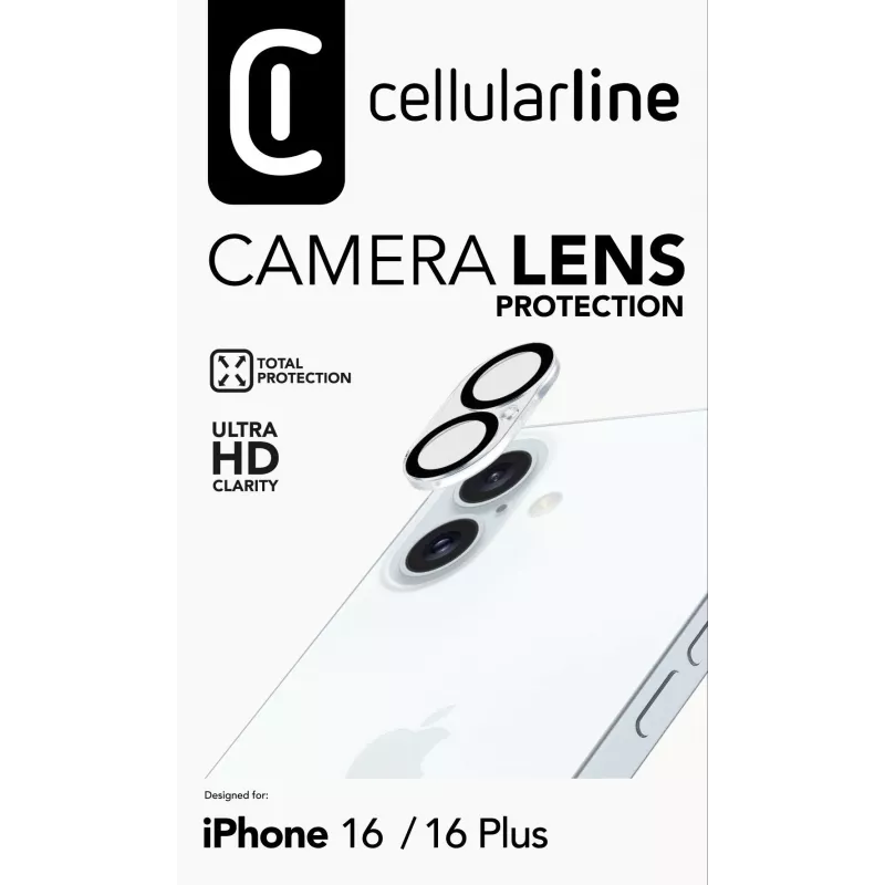 Cellularline cameraobjectief - iPhone 16 bescherming transparant krasbestendig schokbestendig
