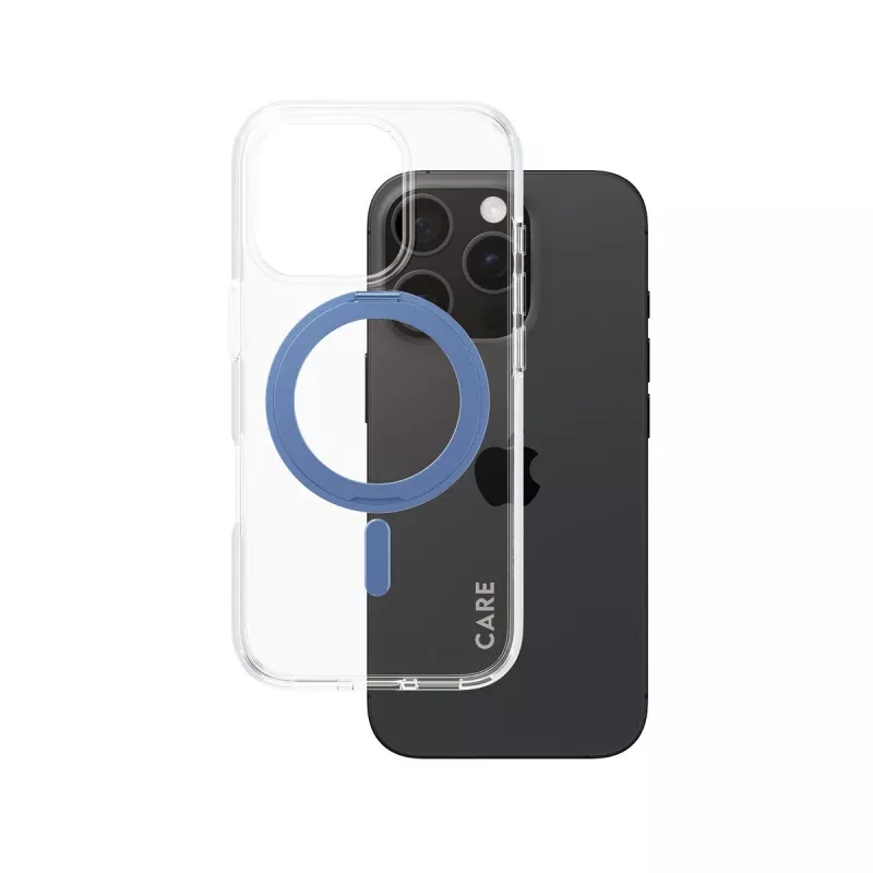 PanzerGlass CARE Feature Case 1317 hoesje voor iPhone 16 Pro, met standaard en MagSafe, transparant blauw