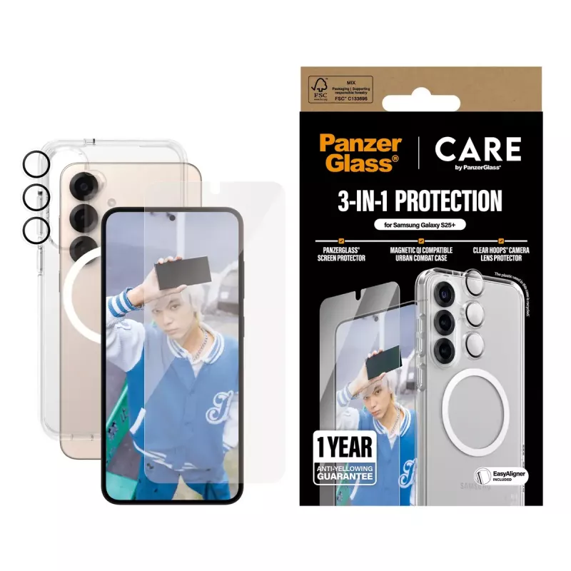 PanzerGlass ® | CARE by ® Flagship 3-in-1 bundel Samsung Galaxy S25+