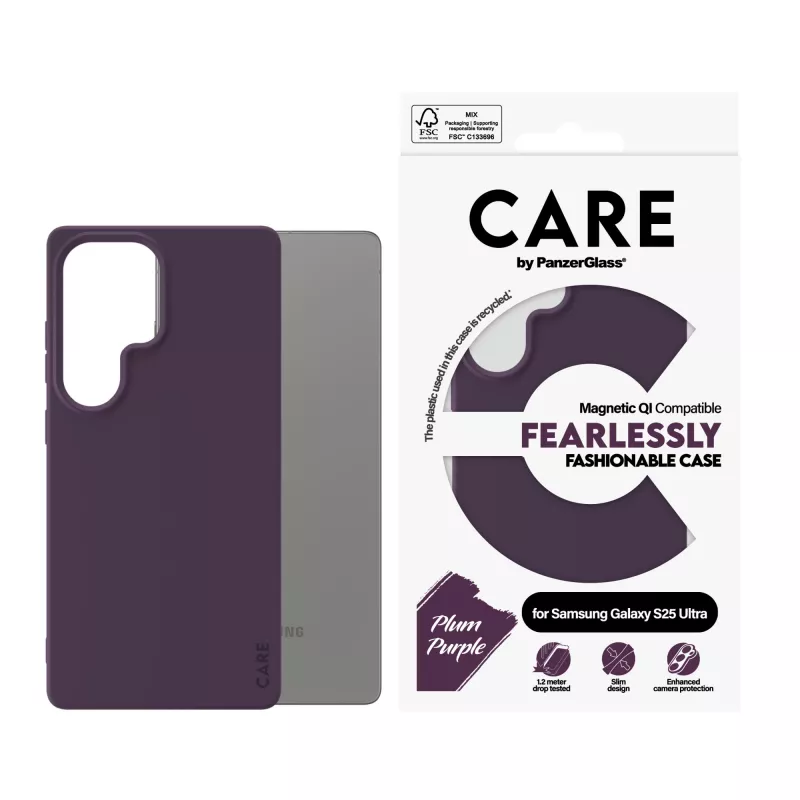PanzerGlass CARE™ by ® Case Plum paars met Qi-compatibel Samsung Galaxy S25 Ultra