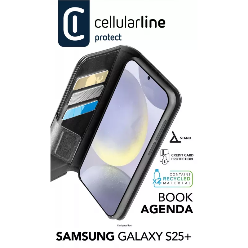 Cellularline Book Agenda – boekhoes van kunstleer met magneetsluiting voor Galaxy S25+