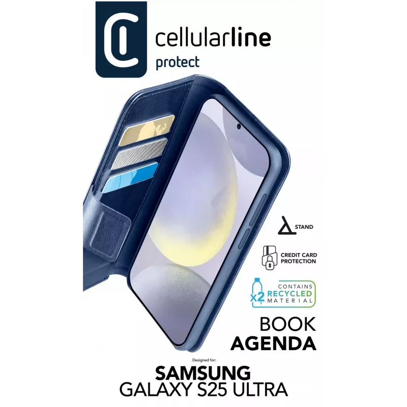 Cellularline Book Agenda - Galaxy S25 Ultra boekhoes van kunstleer met magneetsluiting
