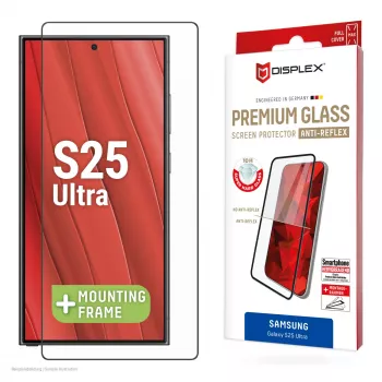 Displex Premium displayschermfolie (Full Cover, 10H) voor Samsung Galaxy S25 Ultra, Eco-montageframe, Full Cover