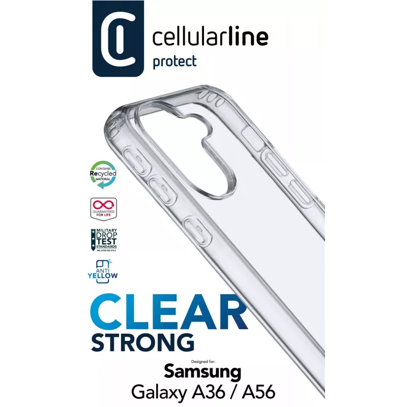Cellularline Clear Protect - Galaxy A36/A56 harde schaal met rubberen randen