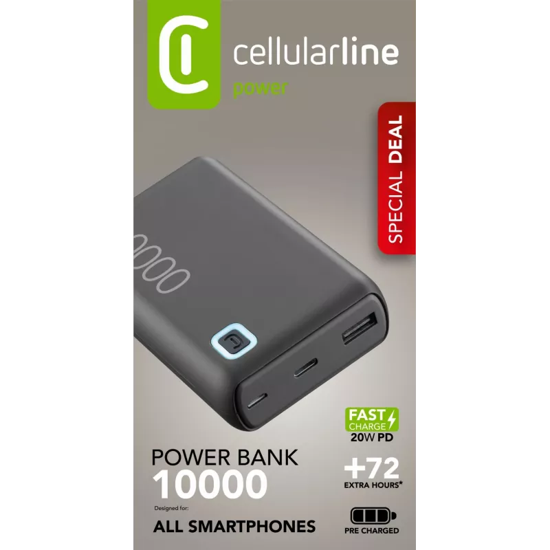 Cellularline ESSENCE TURBO 10000 draagbare oplader 10000mAh Power Delivery 20W