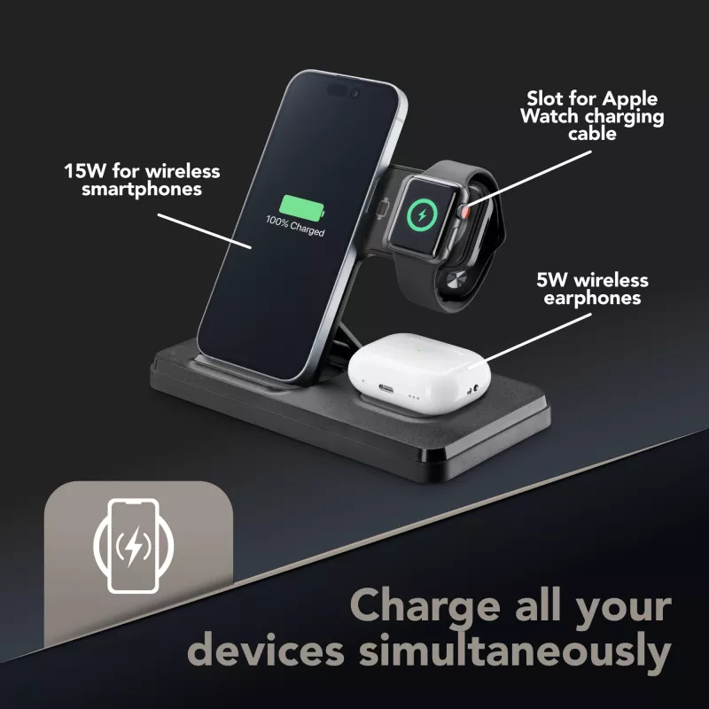 Tech Pop dockstation voor mobiel apparaat smartwatch/smartphone zwart