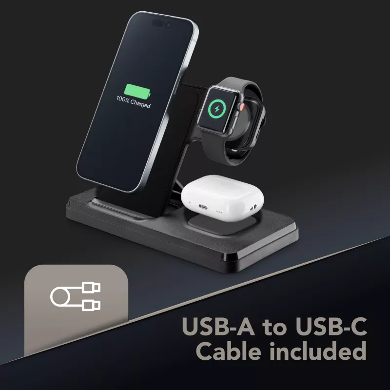 Tech Pop dockstation voor mobiel apparaat smartwatch/smartphone zwart