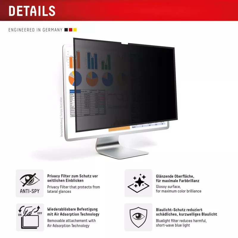 Displex PRIVACY SAFE afneembare 2-weg privacyfilter voor Studio Display 27 inch