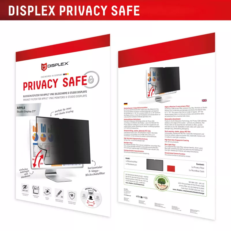Displex PRIVACY SAFE afneembare 2-weg privacyfilter voor Studio Display 27 inch