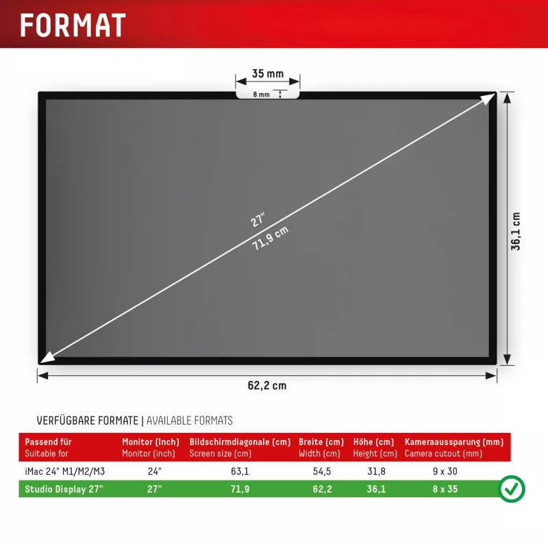 Displex PRIVACY SAFE afneembare 2-weg privacyfilter voor Studio Display 27 inch