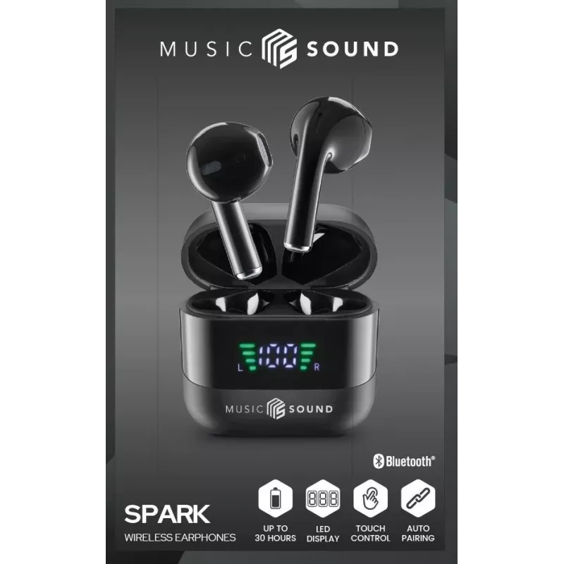 Music Sound SPARK Auricolare TWS met LED-display