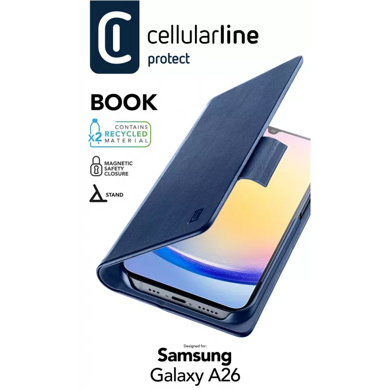 Wallet-hoes Cellularline Galaxy A26 blauw 16,8 cm