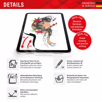 Displex TABLET PAPERSENSE voor iPad Pro 13'' (2024)/Air 13'' (2025/2024), afneembare schrijf- of tekenfolie met paper-feeling