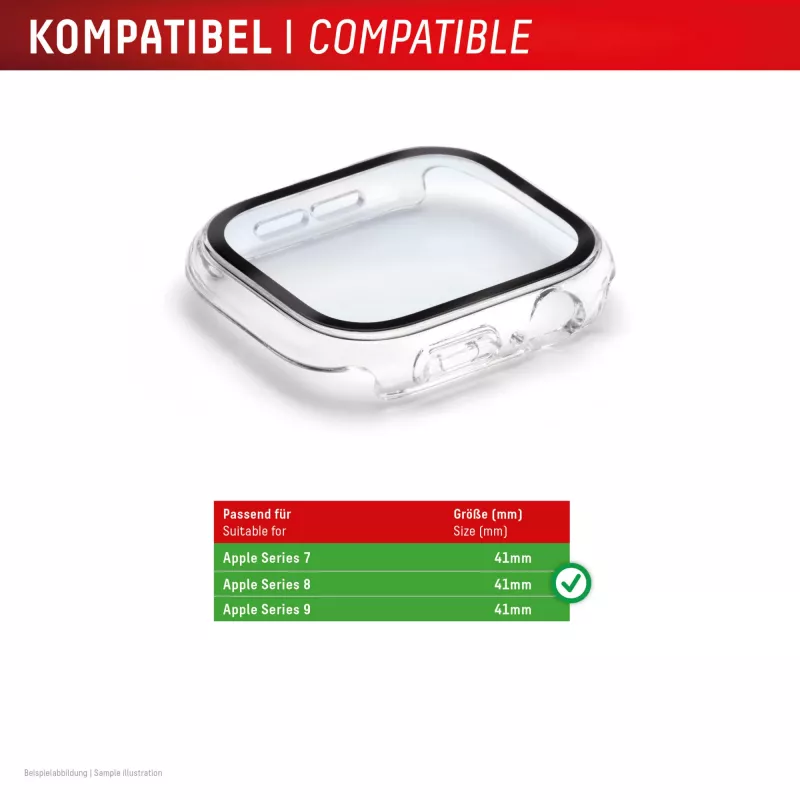 Displex 02128 Full Body hoes voor Apple Watch Series 9/8/7 (41 mm), transparant