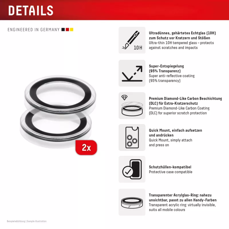 Displex 02124 CamGlass Single Lens cameraglas voor één lens, voor iPhone 16e