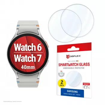 Displex 9H glas Galaxy Watch 7/6 (40mm), 2-pack, ultradun, randloos, antislip, gemaakt in Duitsland