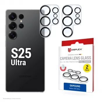 Displex Full Cover camera-lensglas Samsung Galaxy S25 Ultra, 10H, volledige camerabescherming, snelle montage, 2-pack
