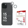 Displex Premium camera-objectiefglas, iPhone 15/15 Plus, 10H, losse ringen, DLC, transparant, Quick Mount